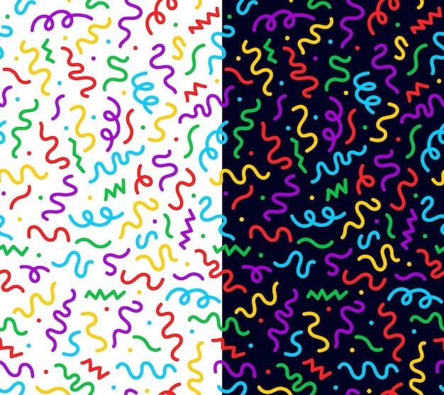 Los niños de color garabatean el patrón de la línea garabatean los garabates