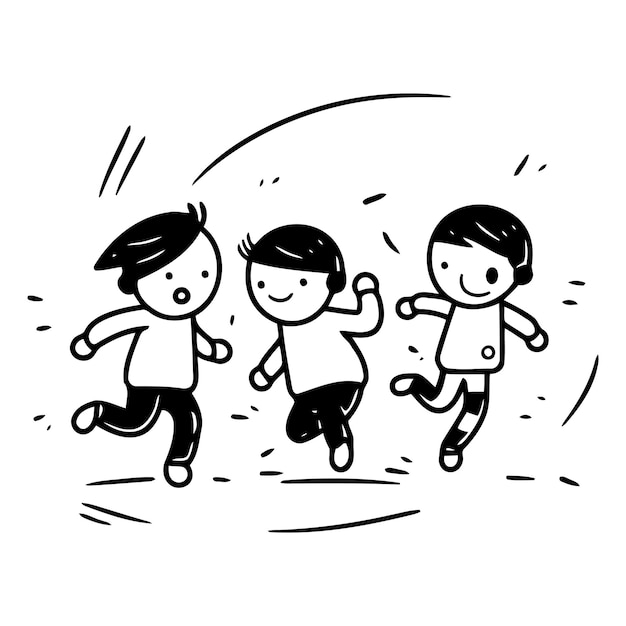 Vector niños corriendo de un grupo de niños corriendo
