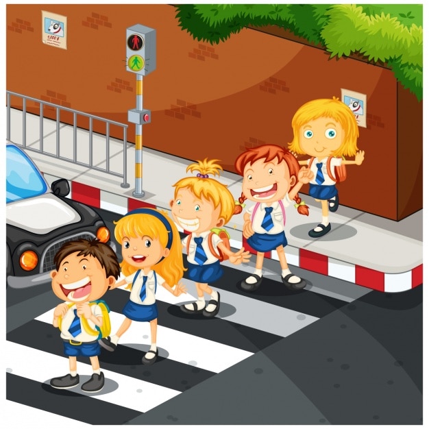 Niños cruzando la calle | Vector Premium Niños cruzando la calle | Vector Premium