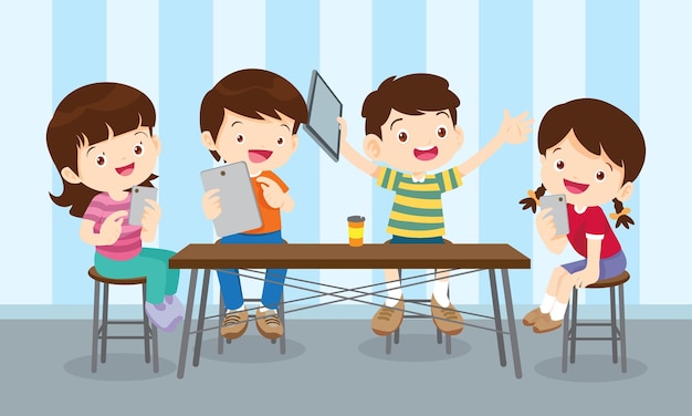 niños en cursos de educación de aprendizaje en línea 3