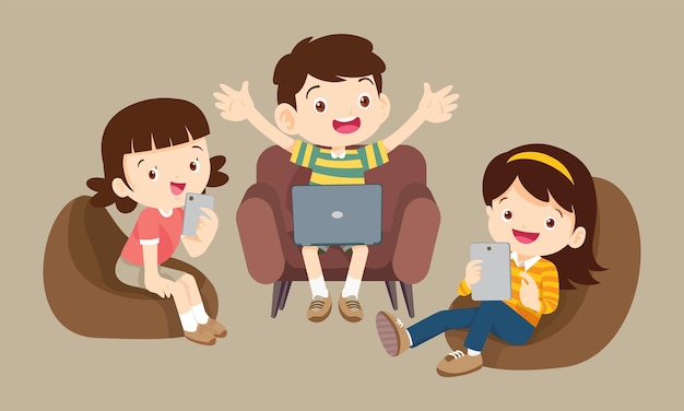 niños en cursos de educación de aprendizaje en línea