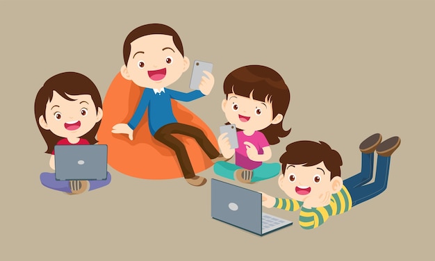 niños en cursos de educación de aprendizaje en línea