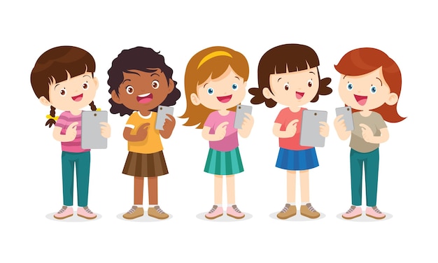 niños en cursos de educación de aprendizaje en línea