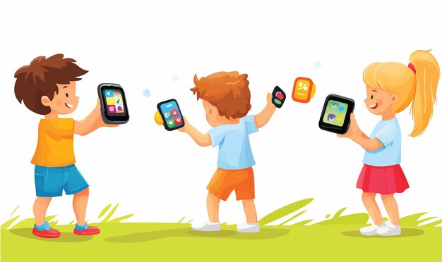 Niños dedicados a explorar aplicaciones en tabletas