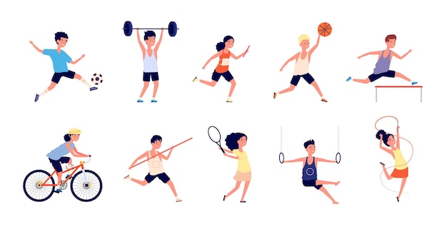 Niños deportivos. Chicas de baile de dibujos animados