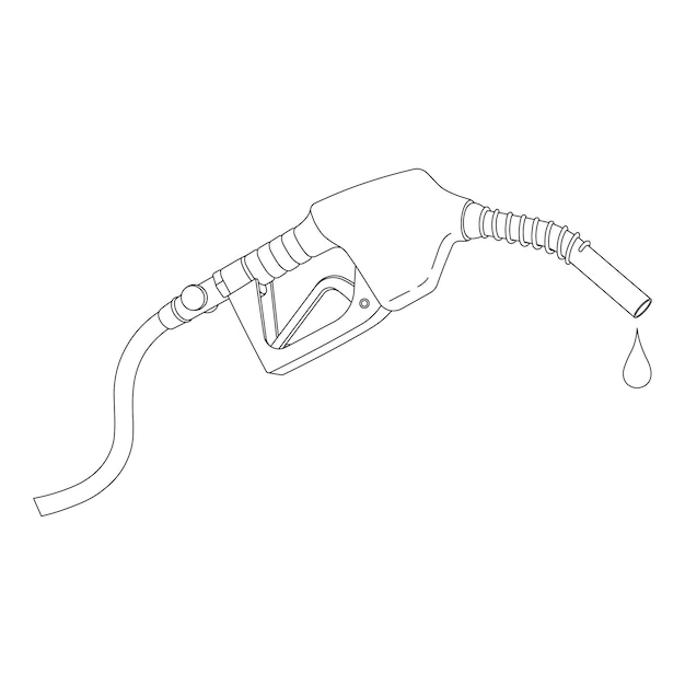 Niños dibujados a mano dibujando ilustración vectorial de la bomba de gasolina dibujos animados aislados