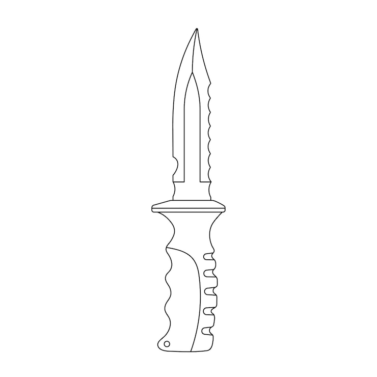 Vector niños dibujados a mano dibujando ilustración vectorial cuchillo de caza dibujos animados aislados