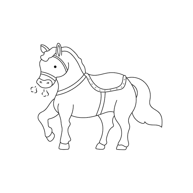 Niños dibujados a mano dibujo Cartoon Vector ilustración lindo caballo icono aislado sobre fondo blanco