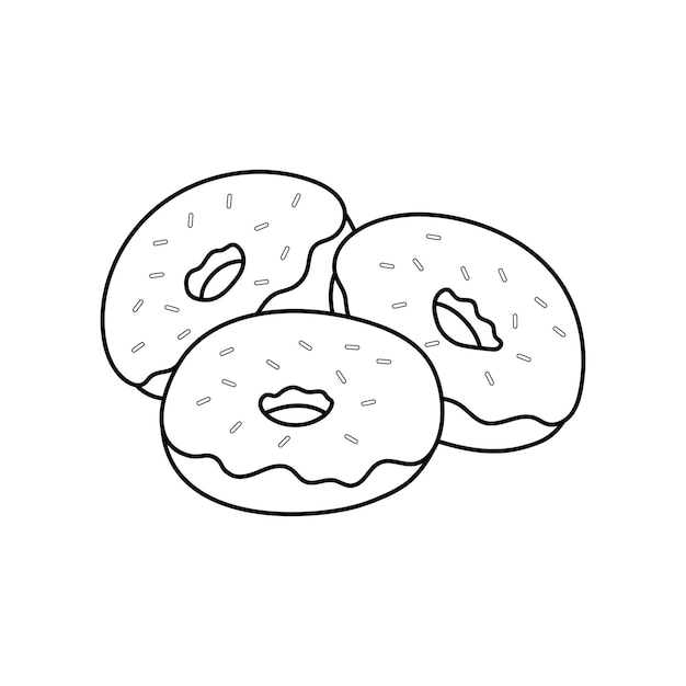 Niños dibujados a mano dibujo icono de donuts de ilustración vectorial de dibujos animados aislado sobre fondo blanco