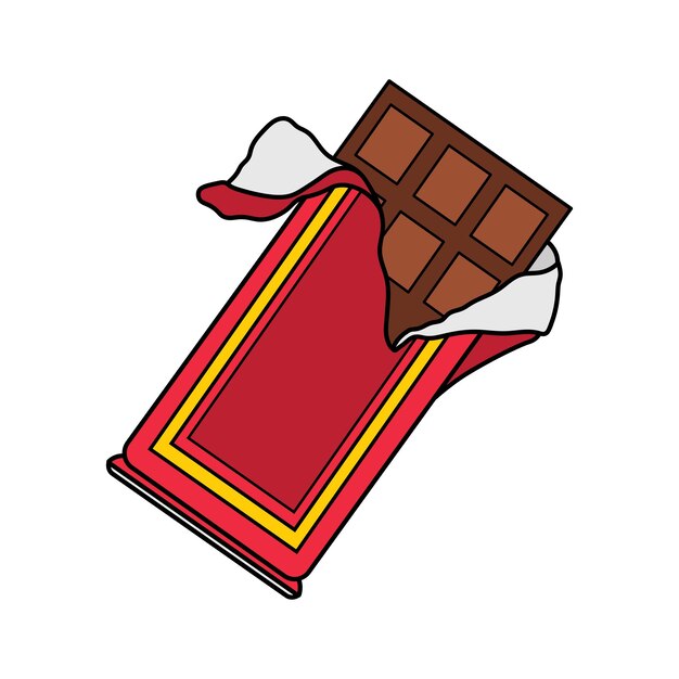 Niños dibujando dibujos animados Ilustración vectorial barra de chocolate aislada sobre fondo blanco