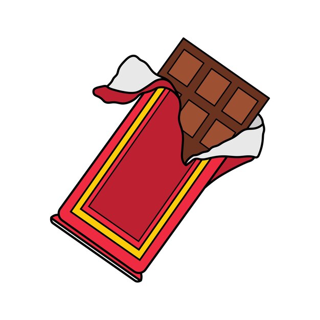 Vector niños dibujando dibujos animados ilustración vectorial barra de chocolate aislada sobre fondo blanco