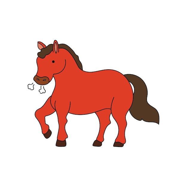 Niños dibujando dibujos animados Ilustración vectorial icono de caballo lindo aislado en fondo blanco