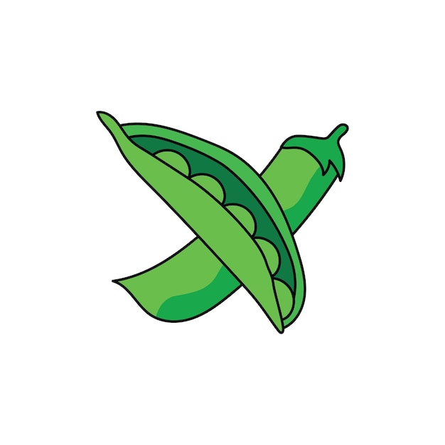 Niños dibujando dibujos animados Ilustración vectorial icono de guisantes aislado en fondo blanco