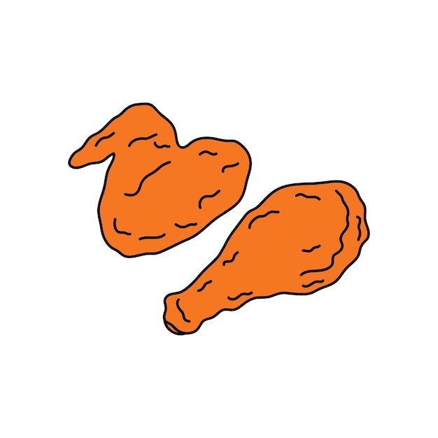 Niños dibujando dibujos animados ilustración vectorial icono de pollo frito aislado sobre fondo blanco