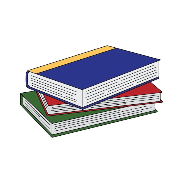 Niños dibujando dibujos animados Ilustración vectorial pila de libros icono aislado en blanco
