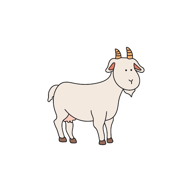 Niños dibujando dibujos animados Vector ilustración lindo cabra macho icono aislado sobre fondo blanco