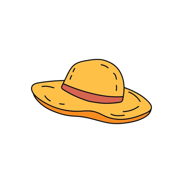 Niños dibujando dibujos animados Vector ilustración lindo sombrero de paja icono aislado sobre fondo blanco