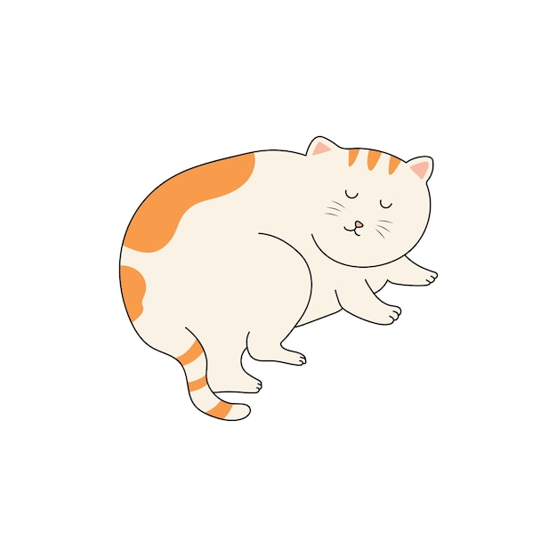 niños dibujando ilustración vectorial lindo gato gordo durmiendo icono en estilo doodle