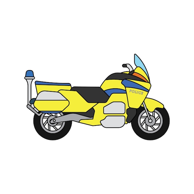 Niños dibujo Vector ilustración policía motocicleta plana dibujos animados aislado