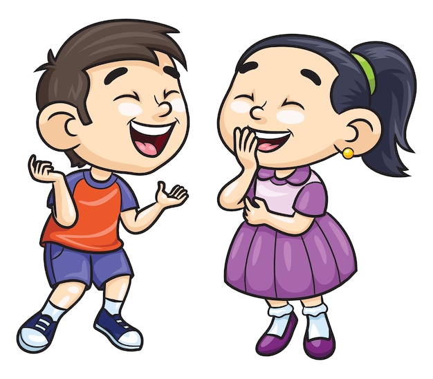 Vector niños de dibujos animados riendo