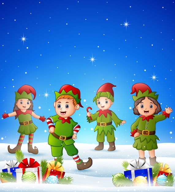 Niños de dibujos animados vistiendo traje de duende