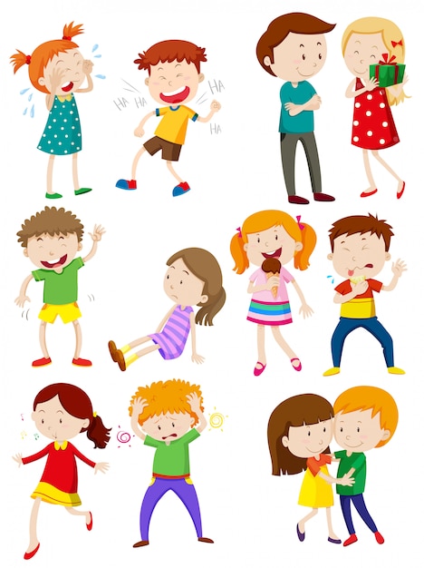 Vector niños con diferentes emociones