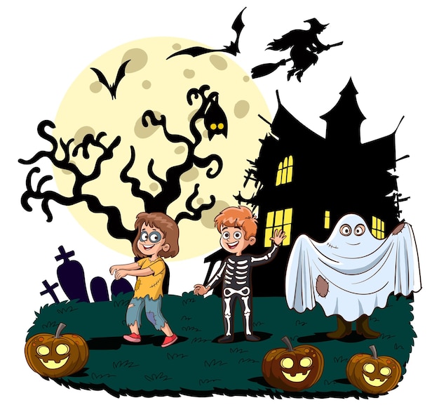 Niños disfrazados de Halloween para ir a Trick or Treating.