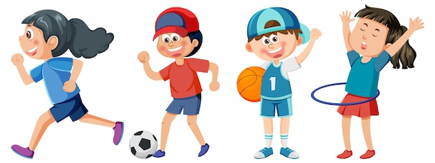 Vector niños disfrutando de varios deportes