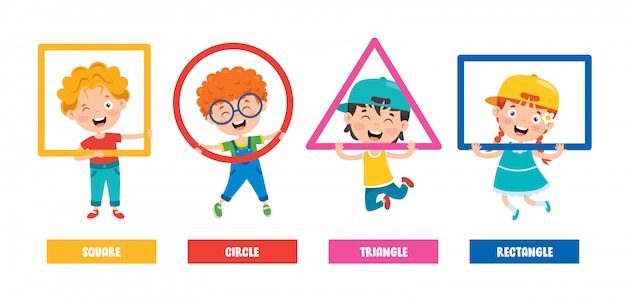 Niños divertidos que aprenden formas básicas