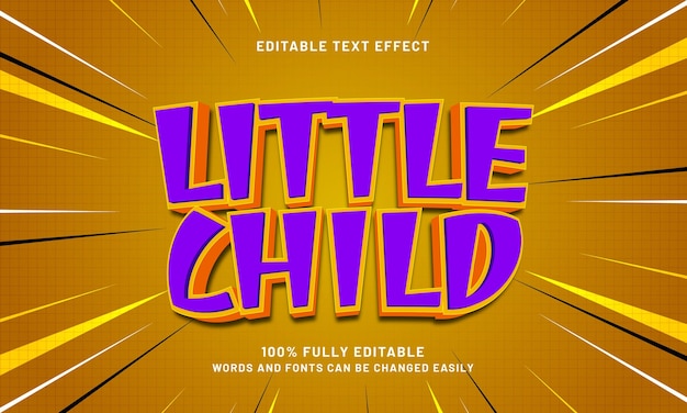 niños efectos de texto editables con un pequeño tema de niños y juegos