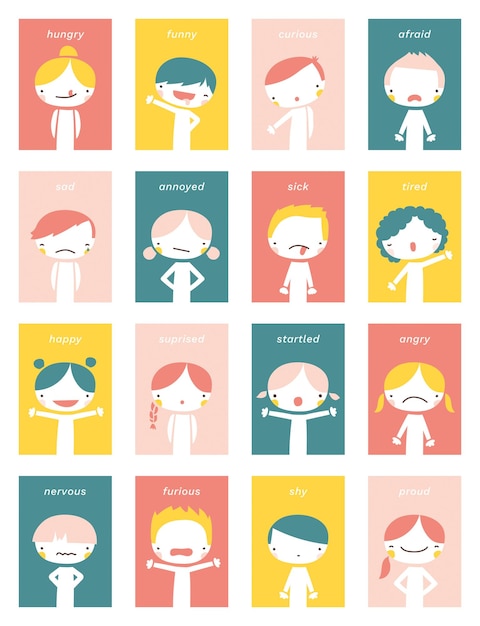 Niños emociones vector ilustración