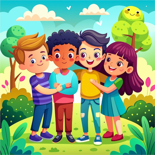 Vector niños familia asiática dibujado a mano personaje de dibujos animados pegatina icono concepto ilustración aislada