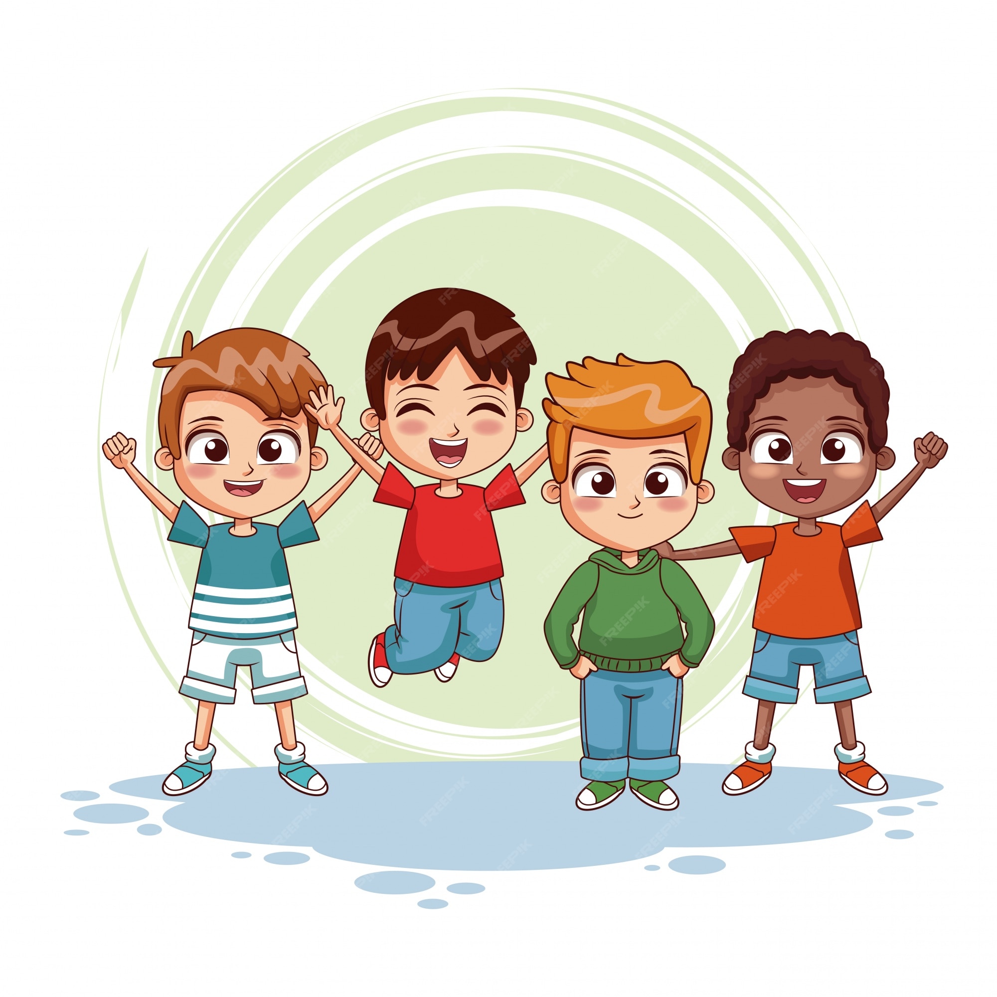 Niños felices dibujos animados de jumpin | Vector Premium