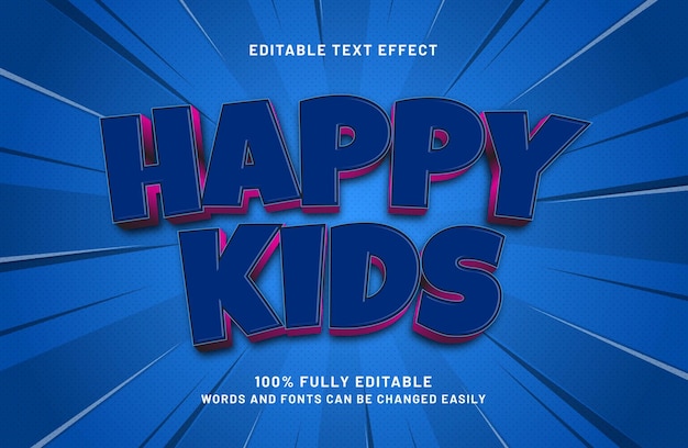 niños felices efecto de texto editable en niños y jugar estilo de texto