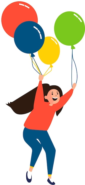 Niños felices con globos Vector Ilustración EPS10