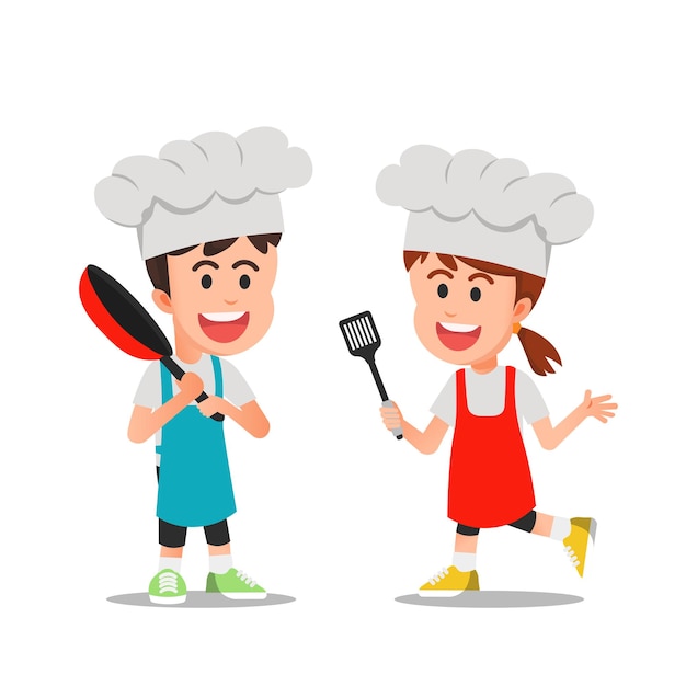 Niños felices lindo chef