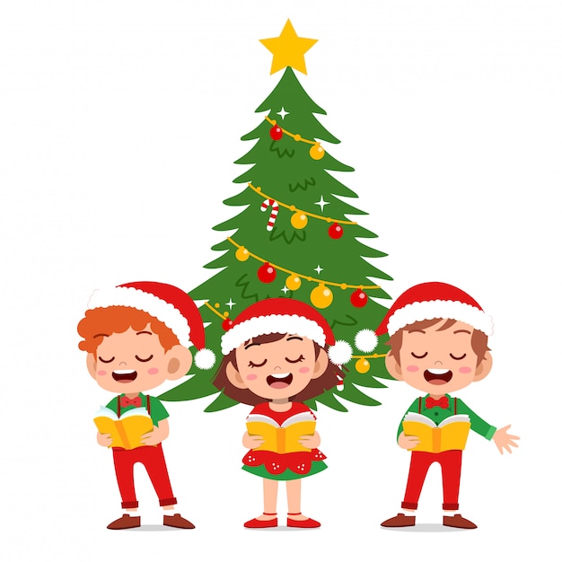 Niños felices navidad cantar musical
