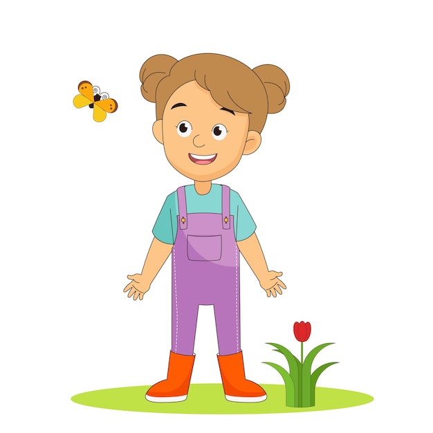 Niños felices de primavera jugando al aire libre