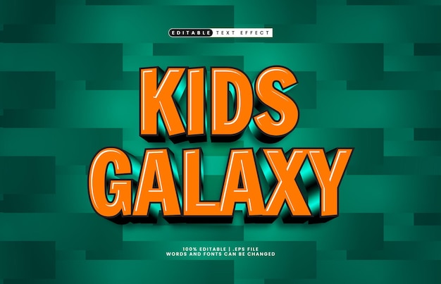 niños galaxia efecto de texto editable con un héroe y estilo de texto de juego