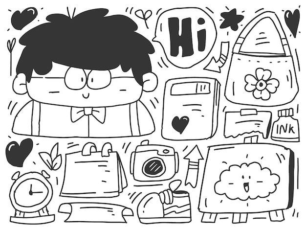 Niños garabatos dibujos animados kawaii diseño