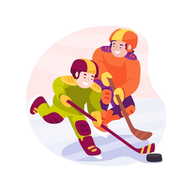 Niños hockey juego aislado dibujos animados vector ilustración