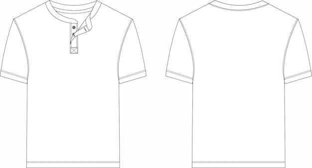 Niños y hombres Henley Neck moda vector ilustración plantilla de bocetos planos