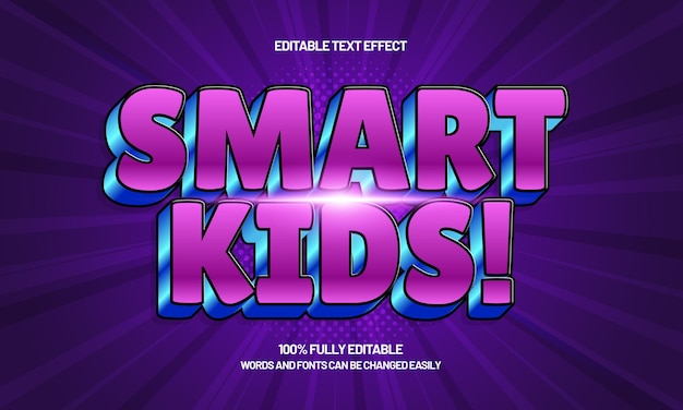 niños inteligentes efecto de texto editable con un juego y estilo de texto para niños