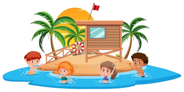 Niños en la isla de verano