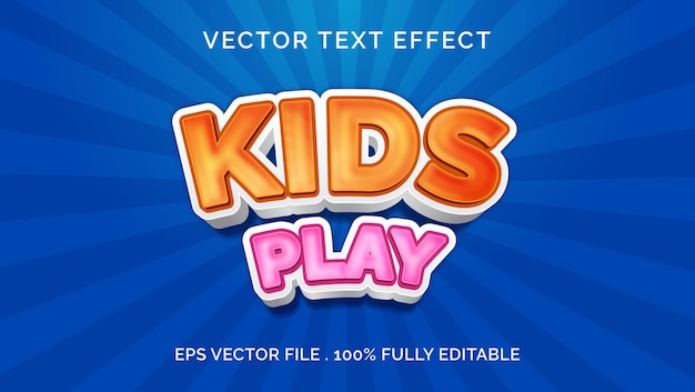 Los niños juegan estilo de efecto de texto editable