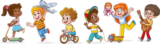 Los niños juegan juntos en el jardín de infantesLos niños de preescolar se divierten
