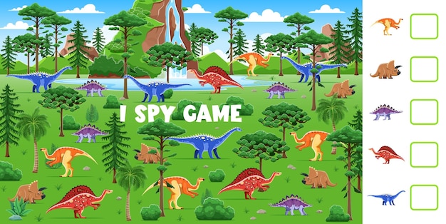 Niños, juego de espionaje, hoja de trabajo, puzzle de dinosaurios.