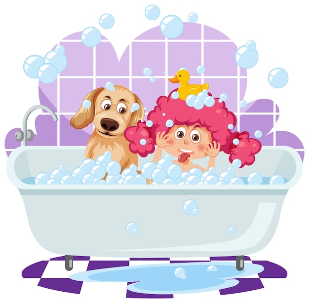 Niños jugando burbujas en la bañera.