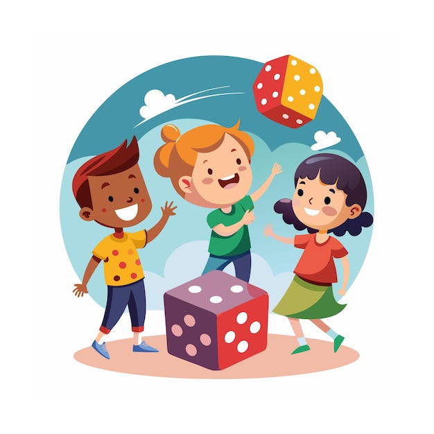 Niños jugando y entreteniendo momentos Ilustración vectorial
