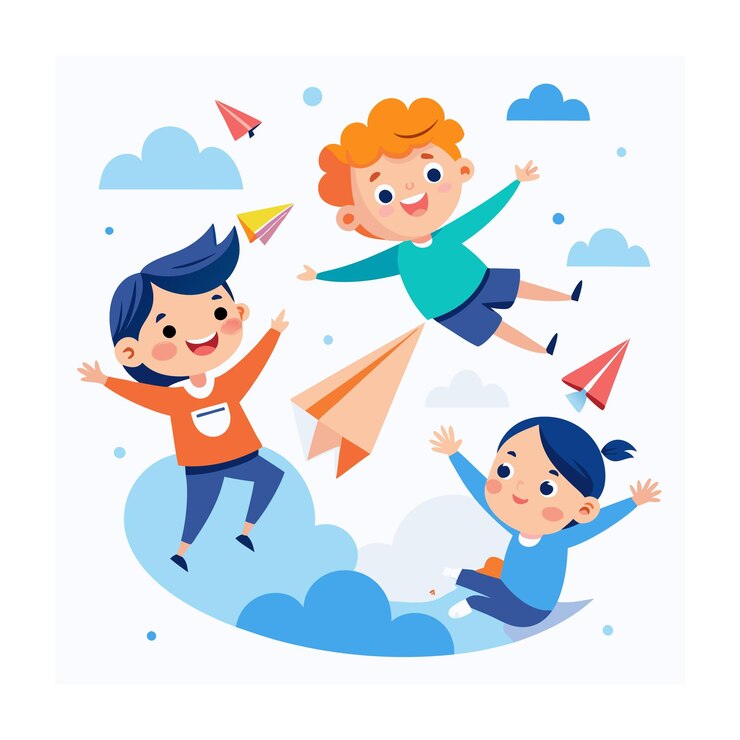 Niños jugando y entreteniendo momentos Ilustración vectorial